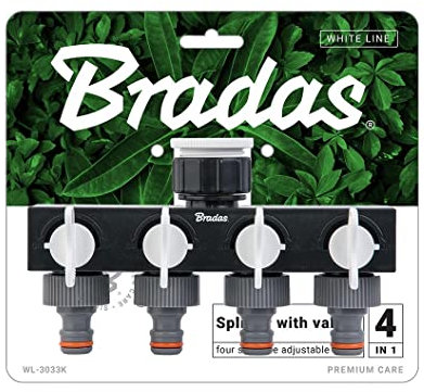 Bradas 4238 - Distributore d'acqua a 4 vie, per rubinetto da 1 con adattatore da 3/4