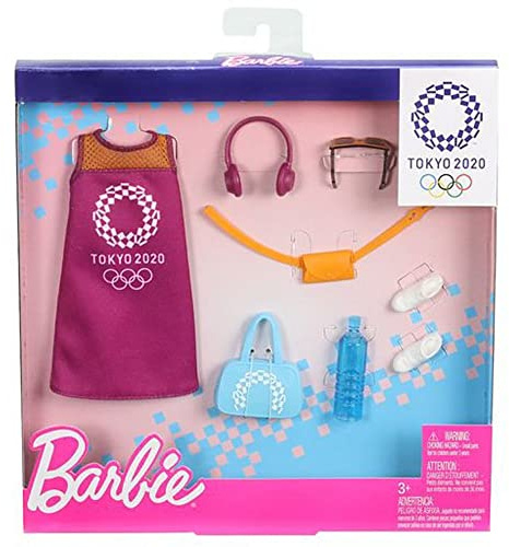 Barbie GJG33 Fashion Set Dress and 6 Accessories for Barbie Dolls