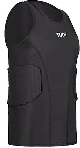 DGYAO T-shirt de compression rembourré pour homme - Protection de sécurité pour la poitrine et les épaules M Gilet