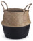 Panier Jonc De Mer Rangement Panier Plante Seagrass de Fleur Corbeille en Paille (Naturel + Noir)