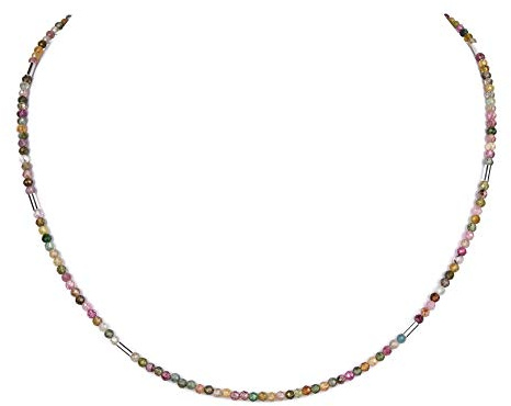 Turmalin Kette bunt - zarte Turmalin Halskette 2.2mm - 925 Silber