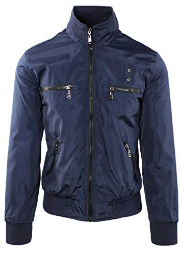 Ciabalù Giubbotto Uomo Impermeabile Leggero Giacca a Vento Slim Fit Elegante Blu Nero Verde (Blu, L)