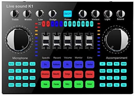 Modonghua Live Sound Card Multiple Effects Mixer Board USB Jack Powered Audio Mixer Bluetooth Voice Changer Live Studio Audio DJ Sound Mixing Console for Computer Recording Band