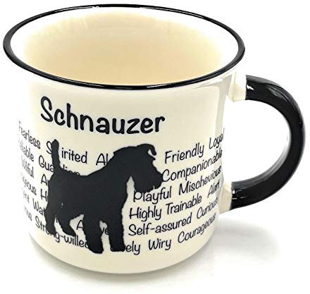 RCC Schnauzer Mug - Dog Silhouette in Black on White Mug, Characteristics on Cup. Coffee Mug/Tea Cup. Great Gift/Present idea for Dog Owners.