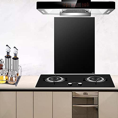 32nd Toughened Glass Kitchen Hob Splashback, Heat Resistant Tempered Glass Panel - Black (75CM X 60CM X 0.6CM)