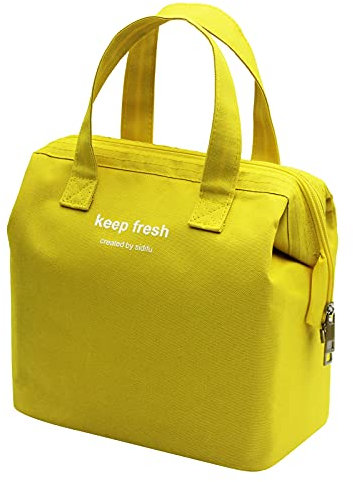 Mziart Insulated Lunch Bag Simple Bento Cooler Bag Lunch Tote Bag for Lunch Box for Women Men Adult Picnic Working Hiking Beach (Yellow)