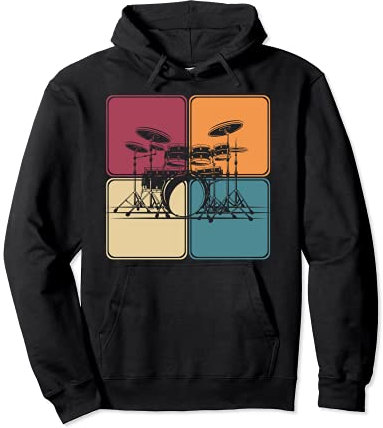 Percussion Drummer Musique Batteur Retro Batterie Sweat à Capuche
