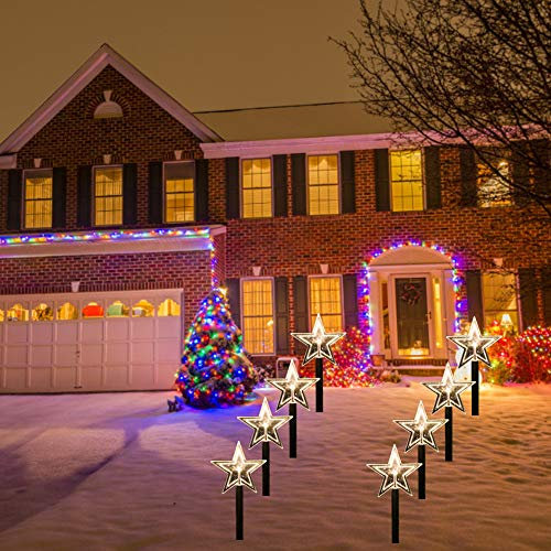 5 Stück Acryl Sterne Weihnachtsbeleuchtung außen,Solar Weihnachtslichter,LED Solar Lichterkette,LED Gartenlichtstäbe Gartenleuchte,Außenbeleuchtung für Garten, Bäume, Terrasse Weihnachten Dekoration