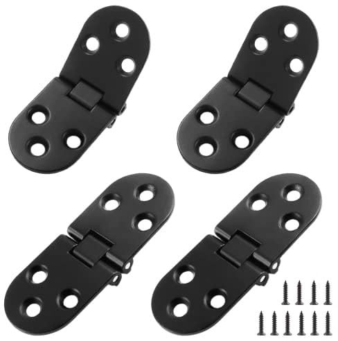 Auvotuis 4Pcs Heavy Duty Folding Table Hinges, Black Sewing Machine Flip Top Hinge Zinc Alloy Butler Tray Hinge with Mounting Screws for Drop Front Desk Drawer, Doors (3.1 x 1.18inch)