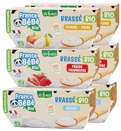 FRANCE BéBé BIO - Brassés BIO pour Bébé - Laitage dès 6 mois- Lot 6 x (4x100g)