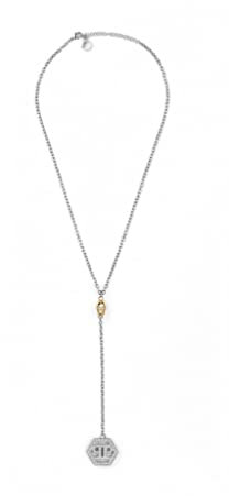 Philipp Plein Damen Kette Halskette Edelstahl Silber Hexagon PJ2AA04NU