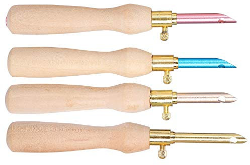 4 Uds Punzón Portátil Aguja Tejer Bordado Pluma Mango de Madera para Coser Fieltro DIY Artesanía Punzón Aguja y Alfombra Punzón