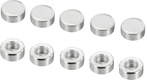 PATIKIL M10 18x7mm 20Pack Lampe Endstück Kappe Knopf Flach Schraube Kappe Mutter Bolzen Abdeckung Innengewinde Licht Ausstattung Dekoration Silberton