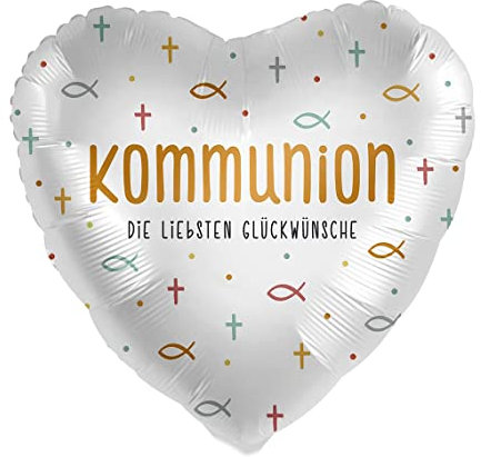 Folienballon Kommunion die liebsten Glückwünsche Motiv Fische Ballon Made in Germany Luftballon Erstkommunion, Helium geeignet