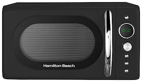 Hamilton Beach Microwave, 20L, 700W, Retro, Digital LED Display, 8 Pre-set Programs, Express Cooking, Weight Defrost, 60 Min Timer, Child Lock, Compact Design, Black - HB70H20B