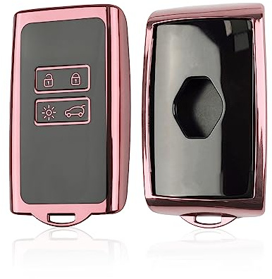 SHAOHAO Kompatibel mit Dacia Sandero 3 / Dacia Jogger/Stepway 3 2021-2023 TPU Silikon Autoschlüssel Schlüsselhülle Autofernbedienungen Schutzhülle Autoschlüssel Cover schlüsselcover Zubehör Rosa