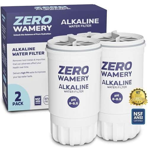 Zero Wamery 5-Stage Alkaline Filter 2-Pack - Replacement for ZeroWater® ZR-017 Pitchers & Dispensers - NSF Certified, 0 TDS, Reduces PFOA/PFOS, Chlorine & More
