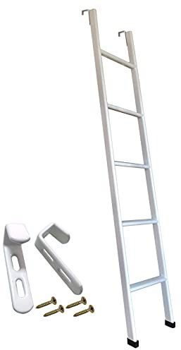 Bunk Bed Ladder Metal Bunk Bed Ladder with Hooks & Rubber Foot Pads, Extra Tall Anti Slip Step Ladders for Home RV Loft Dormitory Bed, Load 100 Kg (Color : White, Size : 160cm/63)