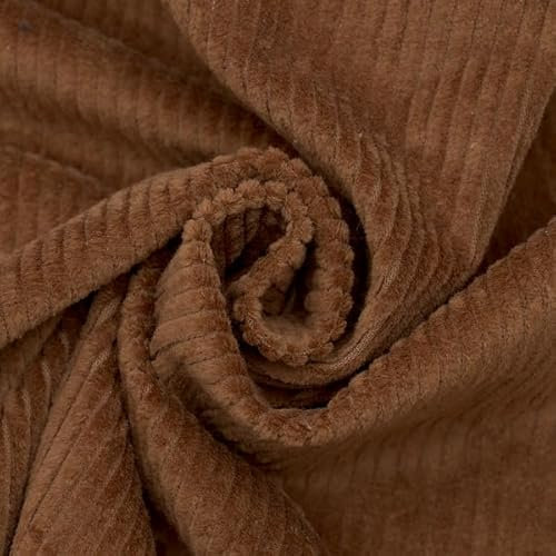 STOFFKONTOR Stretch Breitcord Stoff - Öko-Tex Standard 100 - Meterware, Farbe Lehm-Braun - zum Nähen von Bekleidung, Kissen, Deko uvm.