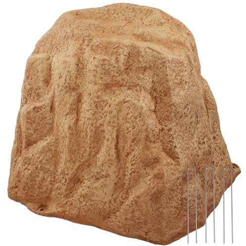 Sunnydaze 21.5” H Polyresin Faux Landscape Rock Cover - Lightweight Fake Rock Well Pump Cover for Outside - Sand