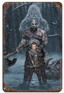 Game God of War Art Poster (3) Blechschild Vintage Metall Pub Club Cafe Bar Home Wandkunst Dekoration Poster Retro 20 x 30 cm
