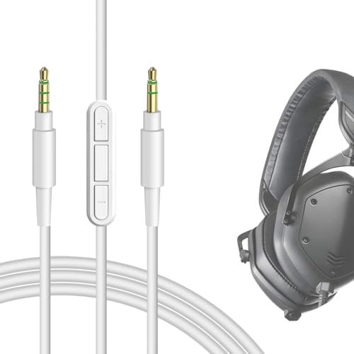 GEEKRIA Audio Cable with Mic Compatible with V-MODA XS V-80 M-80, Treblab TREBLAB-Z2 TREBLAB-BT5 Cable, 3.5mm Replacement Stereo Cord with Inline Microphone and Volume Control (4 ft/1.2 m)