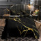 Merryword Schwarzes Marmor-Bettwäsche-Set, Queen-Size-Größe, goldfarben, metallisches Marmor, Schwarz/Gold, Marmormuster, modernes Luxus-Bettwäsche-Set, 4-teilig, 1 Steppdecke, 2 Kissenbezüge, 1