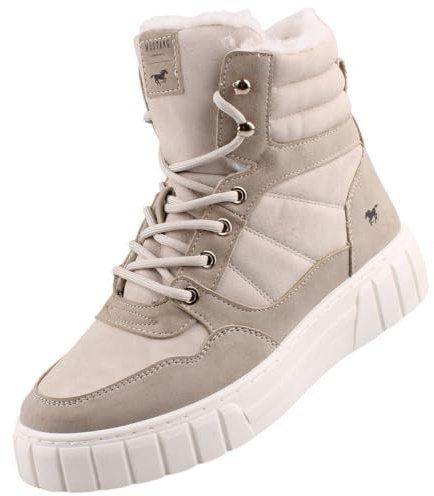 MUSTANG Damen High Top Sneaker gefüttert Beige EU 36 Beige EU 36