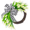 15.7in Tulip Wreath for Front Door, Assorted Artificial Tulip Garland with White and Black Plaid Bow Wreath, Tulip Twig Wreath, Decorative Rattan Wreath for Wall Window Indoor Outdoor Decor(White)