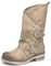 IF Fashion Scarpe da Donna Stivali Stivaletti Biker Forati Fibbie Anfibi Polpaccio Largo WZ688-66 Khaki 39