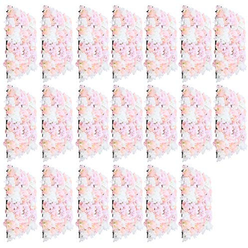 TouTToNG Mur de fleurs artificielles rose clair - Mur de roses - Panneau de fond de mariage - 40 x 60 cm - Pour bricolage, décoration de fête de mariage et rue (20)