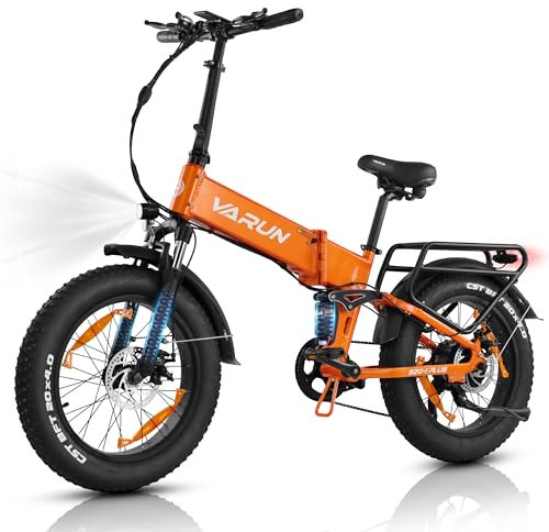 VARUN E Bike Herren und Damen Elektrofahrrad, Faltbares 20 * 4.0 Zoll E-Bike, mit 48V/13Ah Li-Ion Akku, LCD Display, Dual Shock Absorption, Leistung bis zu 100km, MTB