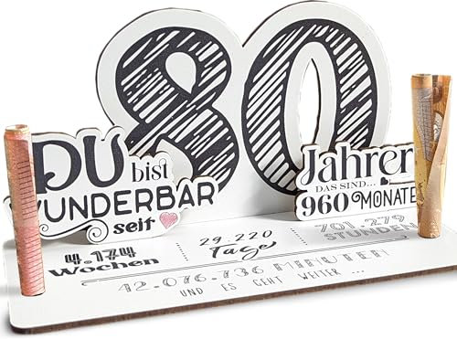 80 Geburtstag - 80 Jahre 3D-Holzkarte | Geldgeschenke, 80 Geburtstag Frauen, 80 Geburtstag Männer, 80 Geburtstag, 88. Geburtstag Frauen, 80 Geburtstag Deko, 88. Geburtstag Männer