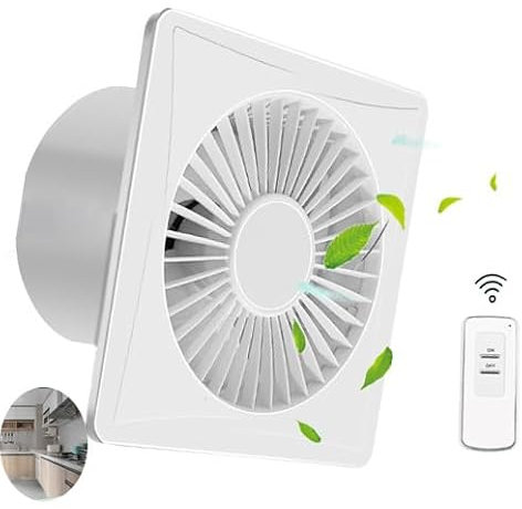 Vcyex Ventilateur Salle de Bain Ventilateur extracteur d'air extracteur d'air avec télécommande clapet Anti-Retour Fonctionnement Silencieux Salle de Bain Cuisine Ventilateur d'extraction,4 inches