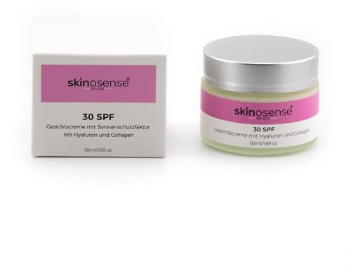 Skinosense® Gesichtscreme mit Sonnenschutzfaktor 30, Hyaluron & Collagen, Anti-Aging Tages- und Nachtpflege für alle Hauttypen, Atmungsaktiv (50 ml)