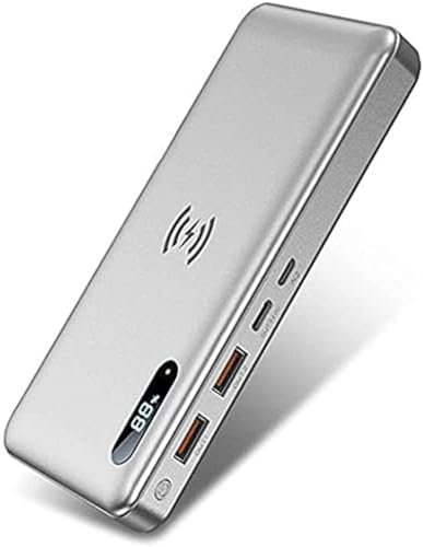 Wireless Power Bank 50000Mah PD 65W/15W Portable Charger QC3.0/QC4.0/SCP Fast Charging With 2 Input And 3 Output,Silver