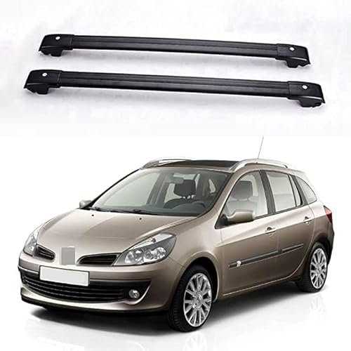 ZCHQF 2 Stück Aluminium Relingträger Dachträger Dachgepäckträger für Renault Clio Sports Tourer Wagon 2007-2022 2023 2024, Gepäcktransport Reisen Camping Crossbar Roof Racks,Black