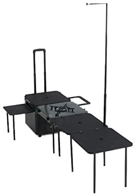 Camp Table Outdoor Camping Portable Folding Kitchen Picnic Table Portable with Sink and Cutting Boards Camp Table Set (Black)
