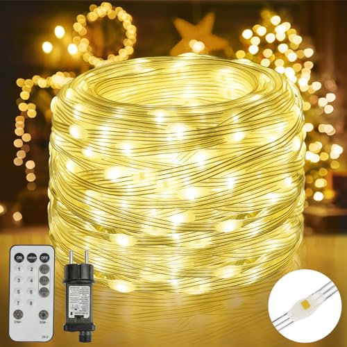 OUILA Luci Albero di Natale 30M 300LED, Catena Luminosa Esterno Luci di Natale Interno IP67 Impermeabile, 8 Modalità Catena LED Natalizie per Esterno Giardino Balcone Festa Matrimonio