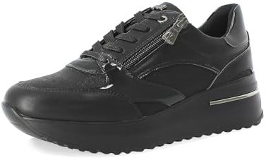 inblu Sneaker Donna Monocolore con Lacci e Cerniera, Scarpe da Ginnastica, Nero, 39 EU