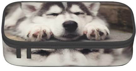 JRBWTDBW Federmäppchen mit großem Fassungsvermögen, Husky-Hund, großes Fassungsvermögen, Federmäppchen für Studenten, Schreibwaren-Tasche, Federmäppchen mit glattem Reißverschluss, tragbares