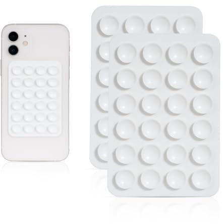 MYHOGOOD 2 Pcs Silicone Suction Phone Case, Non Slip Phone Holder with 24 Suction Cups, White Suction Pad for Selfies and Tiktok Videos