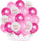 Taufe Deko Mädchen Luftallons Set - 32 Stück Konfirmation Dekoration Taube Regenbogen Muster Ballons, Rosa Weiß Luftballon für Baby Shower Kommunion Party Dekoration