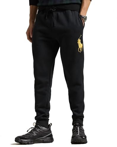 Polo Ralph Lauren Pantaloni Sportivi Cotone con Logo Cavallo, Nero, Nero , XXL