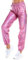 FYMNSI Damen Metallic Gl�nzed Hose Silver Outfit Elastischer Bund Sporthose Locker Holographische Sweathose Jogginghose Hologram Laser Disco Clubwear Hip Hop Hosen Jogger Sweatpants Rosa Bunt XL