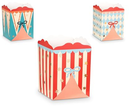 PartyDeco - 6 BOITES Snacks Carton Cirque CHAPITEAU 8X11.5X8CM