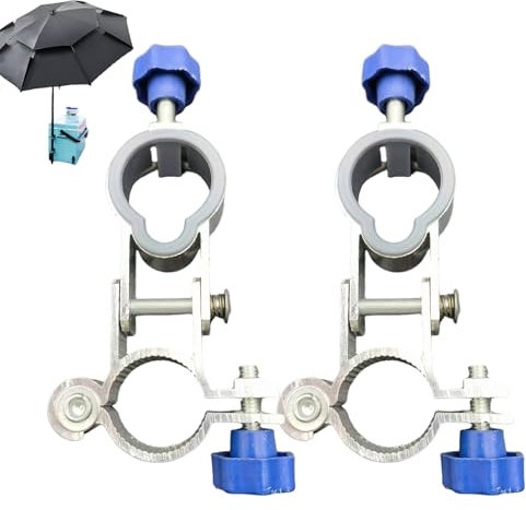 1 Pair Adjustable Aluminum Alloy Umbrella Clamp for Chair & Parasol, Heavy Duty Clamp-On Mount for Fishing Chair, Camping, Garden