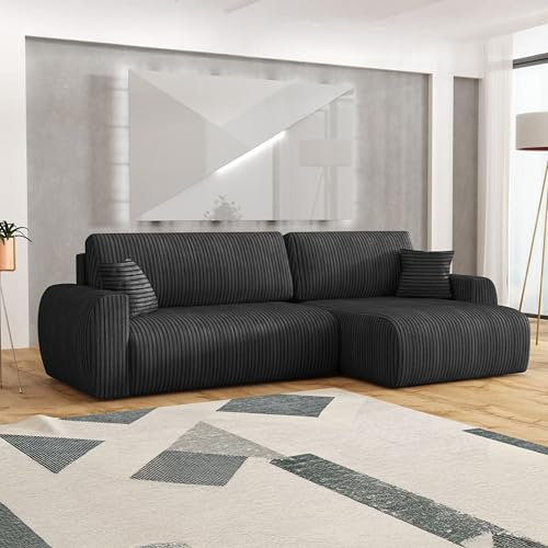 Imebel Ecksofa mit Schlaffunktion 280x142x87 cm - Schlafsofa Ecksofa im Modernen Stil für 4 Personen - Bequeme Schlafcouch L-Form - Sofa mit Bettkasten - Eckcouch mit Bettfunktion