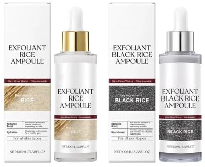 Holoras 2 * 100ml Peel Shot Glow Rice Ampoule Duo, schwarz-weiß-reis-peeling-ampulle, reis peeling gesicht, abgestorbene Hautzellen, glatte Poren, Mitesserentferner, für alle Hauttypen