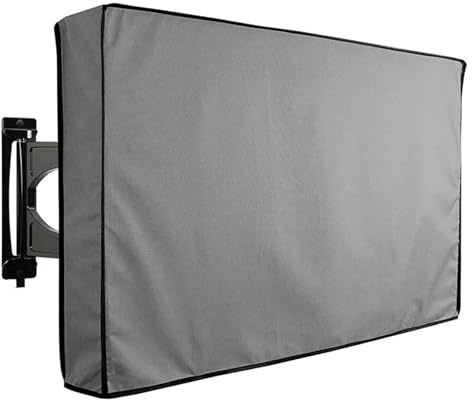 GSJNHY TV-Abdeckung for den Außenbereich, Garten, Terrasse, schützt TV-Bildschirm, wasserdicht, staubdicht, schwarz, grau, TV-Box elastischem(Grey,80-85in)